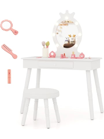 COSTWAY Schminktisch Kinder mit Beleuchtung in Weiß
