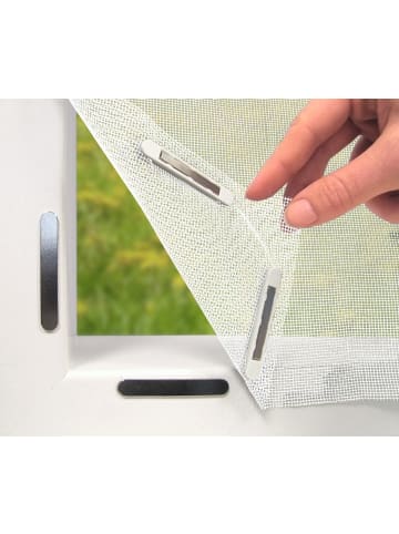EASYmaxx Moskitonetz 150x130cm weiß 12 Magnetbefestigung für Fenster Weiß