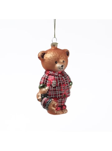 MARELIDA Weihnachtsbaumschmuck Bär im Schlafanzug mit Teddy Glas H: 13cm