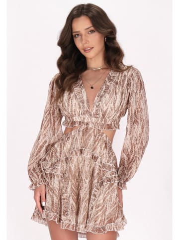 faina Damen Kleid in Braun Mehrfarbig