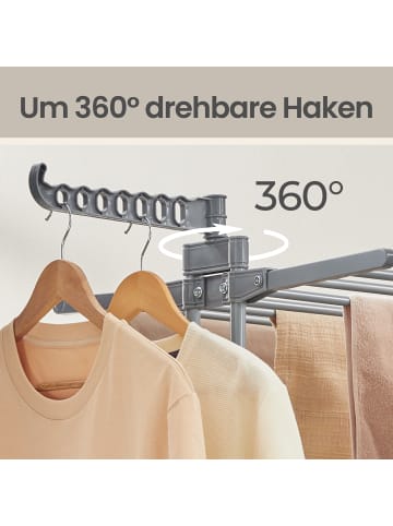 SONGMICS Wäscheständer Bunji in Grau - (B)63.5 x (H)148 x (T)125.5 cm