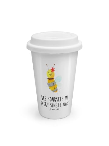 Mr. & Mrs. Panda To Go Becher Biene Blume mit Spruch in Weiß