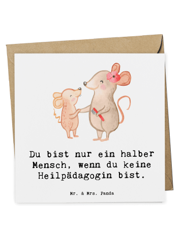 Mr. & Mrs. Panda Doppelkarte Heilpädagogin Herz mit Spruch in Weiß