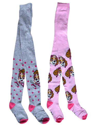 Paw Patrol 2er Pack Paw Patrol Strumpfhose Strickstrumpfhose Kinderstrumpfhose in grau/rosa