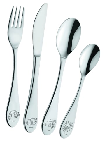 Geda Labels Kinderbesteck Raupe Nimmersatt in Silber - 20,8x14x2,5cm