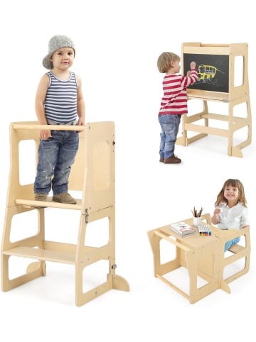 COSTWAY 3 in 1 Lernturm Kinder in Hellbraun
