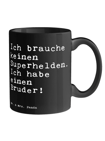 Mr. & Mrs. Panda Mug Ich brauche keinen Superhelden.... mit Spruch in Schwarz