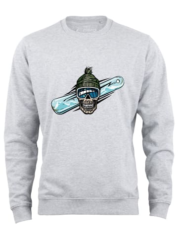 Cotton Prime® Sweatshirt Snowboard Skull in Grau-Melange