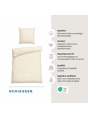 Schiesser Musselin-Bettwäsche-Set Molly in Offwhite