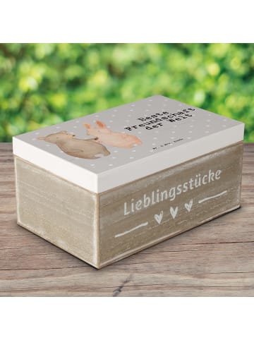 Mr. & Mrs. Panda Holzkiste mit Deckel Hase Beste Freundschaft de... in Grau Pastell