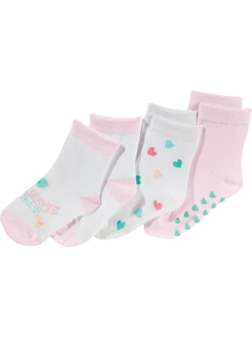 REDBEST Kinder-Socken 3 Paar in hellrosa/weiß