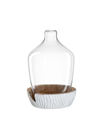 LEONARDO Vase mit Holz-Sockel Casolare ↕ 43 cm weiß in weiß