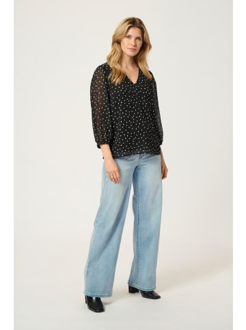 Kaffe Langarm-Bluse KAsanne Regular fit in Black/White dot