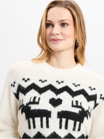 Marie Lund Strickpullover in ecru schwarz - 0001