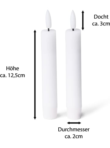 Novaliv Novaliv 2er-Set Stabkerzenhalter Silber 2,5x5cm mit LED-Kerzen batteri in Silber