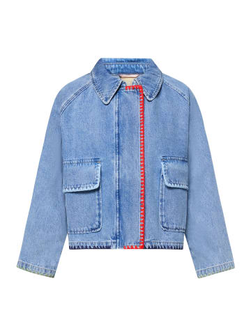 AMBER & JUNE Jeansjacke mit aufgesetzten Taschen in Middle Blue Melange