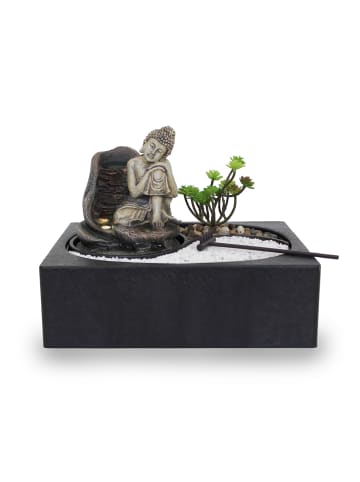 Kiom Led Zimmerbrunnen ZenGarden Buddha 29 x 22 x 20.6 in schwarz/ grau/ antik beige