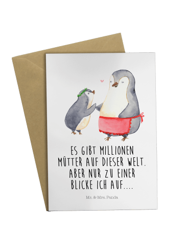 Mr. & Mrs. Panda Klappkarte Pinguin mit Kind mit Spruch in Weiß