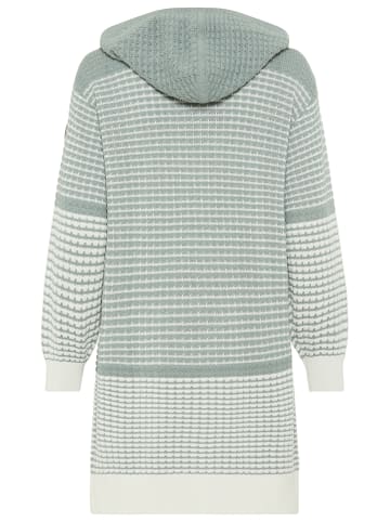 Kangaroos Kapuzenstrickjacke in türkis-offwhite