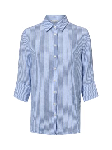 Marie Lund Leinenbluse Rihab in blau weiß - 0045