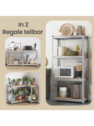 SONGMICS Standregal Cozory in Silbern - (B)80 x (H)160 x (T)40 cm