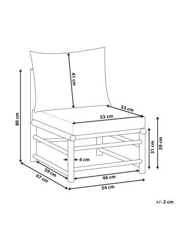 Beliani Sessel CERRETO in Braun/Beige/Grau - (W) 55 x (H) 80 x (L) 67 cm