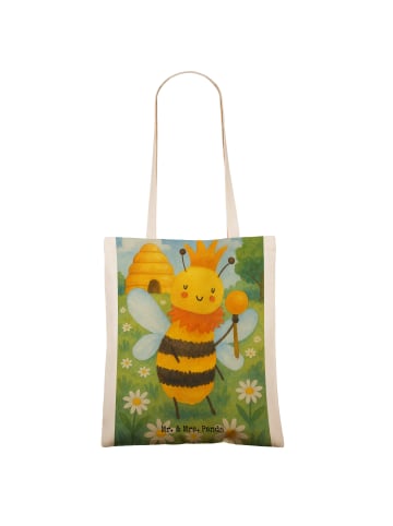 Mr. & Mrs. Panda Shopping Bag Biene König Design ohne Spruch in Weiß