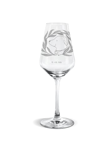 Mr. & Mrs. Panda Weißwein Glas Hund Blumen ohne Spruch in Transparent