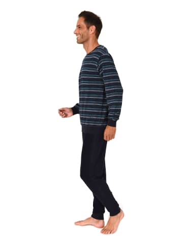 NORMANN Langarm Schlafanzug Frottee Bündchen in türkis