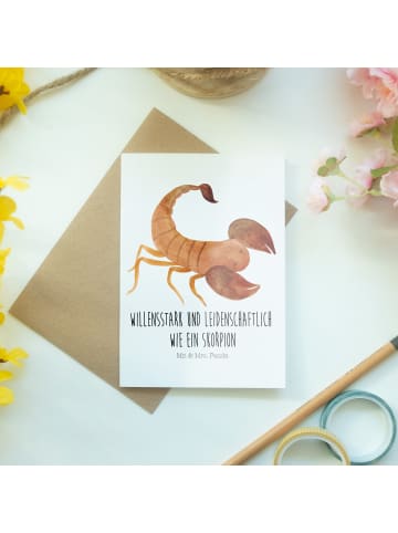 Mr. & Mrs. Panda Glückwunschkarte Sternzeichen Skorpion mit Spruch in Weiß