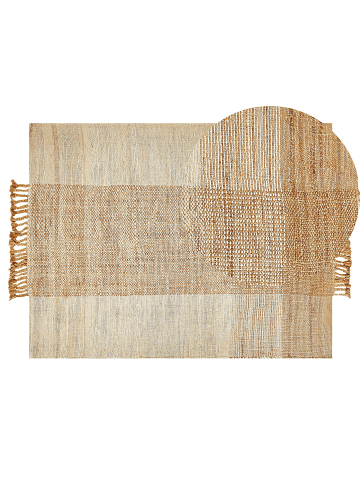 Beliani Geflochtener Teppich HAMZALAR in Beige - (W) 140 x (H) 1.5 x (L) 200 cm