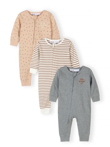Minoti 3-er Pack Strampler 28BABYRIB25 in graumeliert