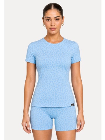 SMILODOX LEO T-Shirt Velvara in Hellblau Leo