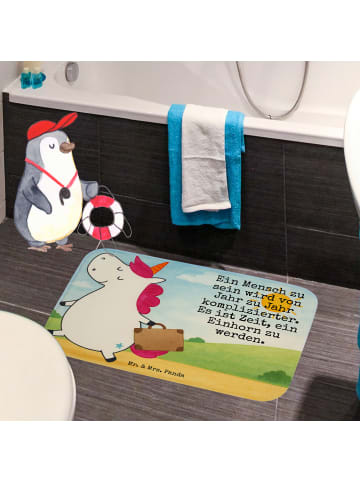 Mr. & Mrs. Panda Duschmatte Einhorn Koffer Design mit Spruch in Weiß