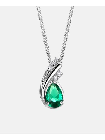 Diamant L'éternel Halskette mit Anhänger aus 585 Weißgold mit 0.3 Karat Diamant mit Smaragd in ...