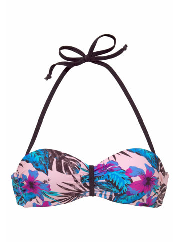 Venice Beach Bandeau-Bikini-Top in rosa-bedruckt