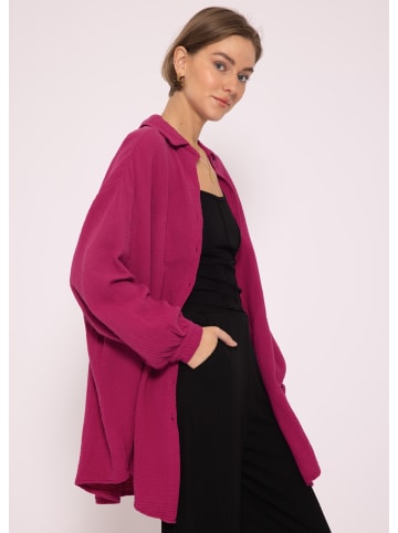 SASSYCLASSY Ultra Oversize Musselin-Blusenhemd lange Variante in Fuchsia