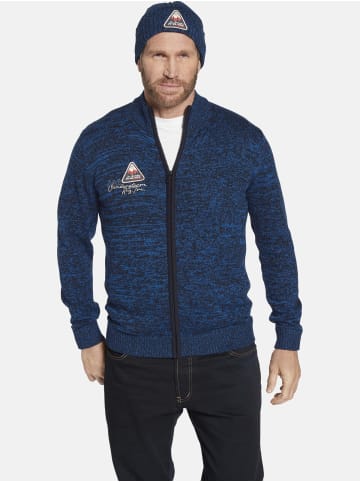 Jan Vanderstorm Strickjacke mit Mütze APKE in blau melange