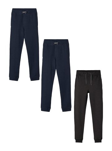 name it Basic Jogginghose 3-er Stück Set Sweatpants NKMSWEAT in Blau-Schwarz