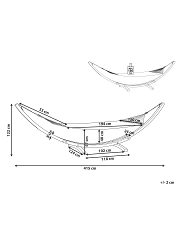 Beliani Hängematte TREVISO in Braun/Beige - (W) 415 x (H) 122 x (L) 124 cm