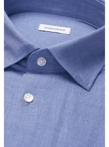 Seidensticker Flanellhemd Slim in Mittelblau