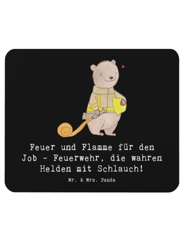 Mr. & Mrs. Panda Mousepad Feuerwehrmann Helden mit Spruch in Schwarz