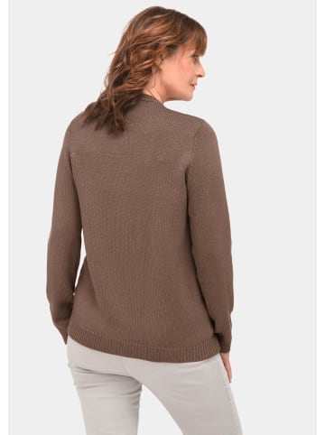 GOLDNER Kurzgröße:  Pullover Baumwoll-Pullover in Rippenstruktur in taupe