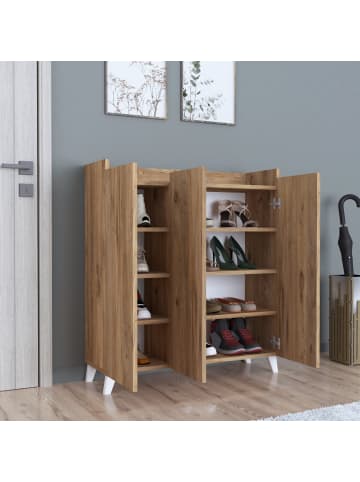 en.casa Beistellschrank Sirdal in Braun (H)103.5cm (B)90cm (T)30cm