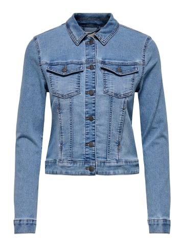 JACQUELINE de YONG Klassische Denim Jeansjacke mit Knopfleiste und Brusttaschen in Blau-3