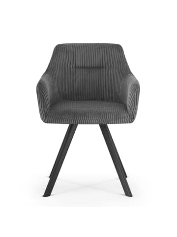 B&D Home 2er-Set: Esszimmerstuhl CYRUS in Dunkelgrau - (B)56 x (H)80 x (T)60 cm