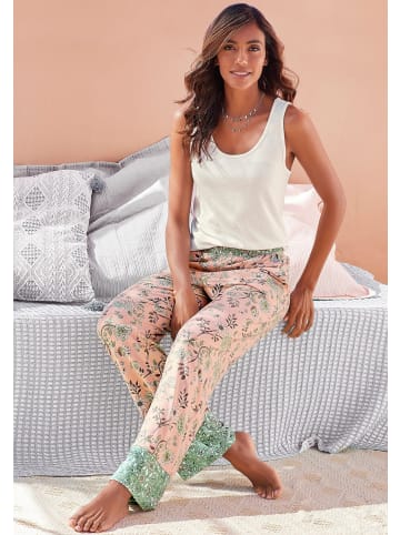 LASCANA Pyjamahose in rosa-schilfgrün