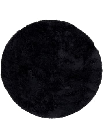 Pergamon Hochflor Shaggy Teppich Fluffy Rund in Schwarz
