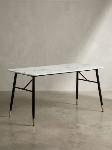 KADIMA DESIGN Esszimmertisch 140x80x76 cm Esstisch in Marmor-Optik Modern, in Weiß