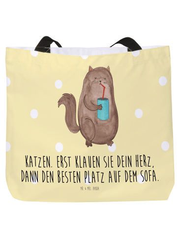 Mr. & Mrs. Panda Tote Bag Katze Dose mit Spruch in Gelb Pastell